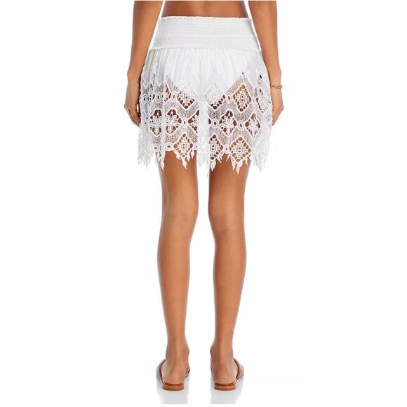 RAMY BROOK WOMENS SIZE SMALL AILANI LACE MINI SKIRT SWIM COVER UP WHITE NEW - Picture 2 of 14